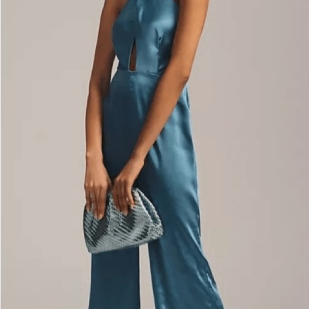 Elliatt Teal Satin Jumpsuit NWT